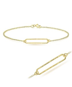 Gold Plated Plain Silver Bracelet BRS-215-GP